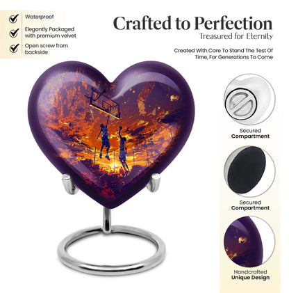 heart-shaped basketball memorial urn