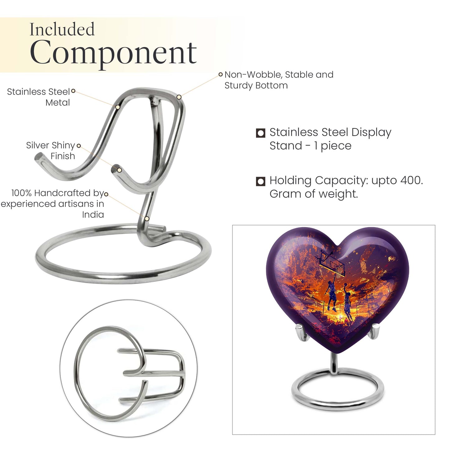 heart-shaped basketball memorial urn