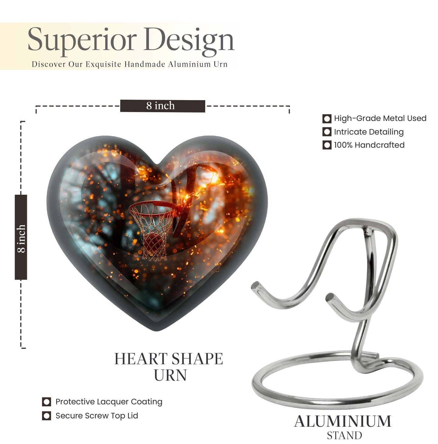 heart-shaped basketball urn