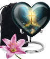 heart urn with Aurora Borealis