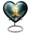 heart urn with Aurora Borealis