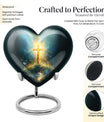 heart urn with Aurora Borealis