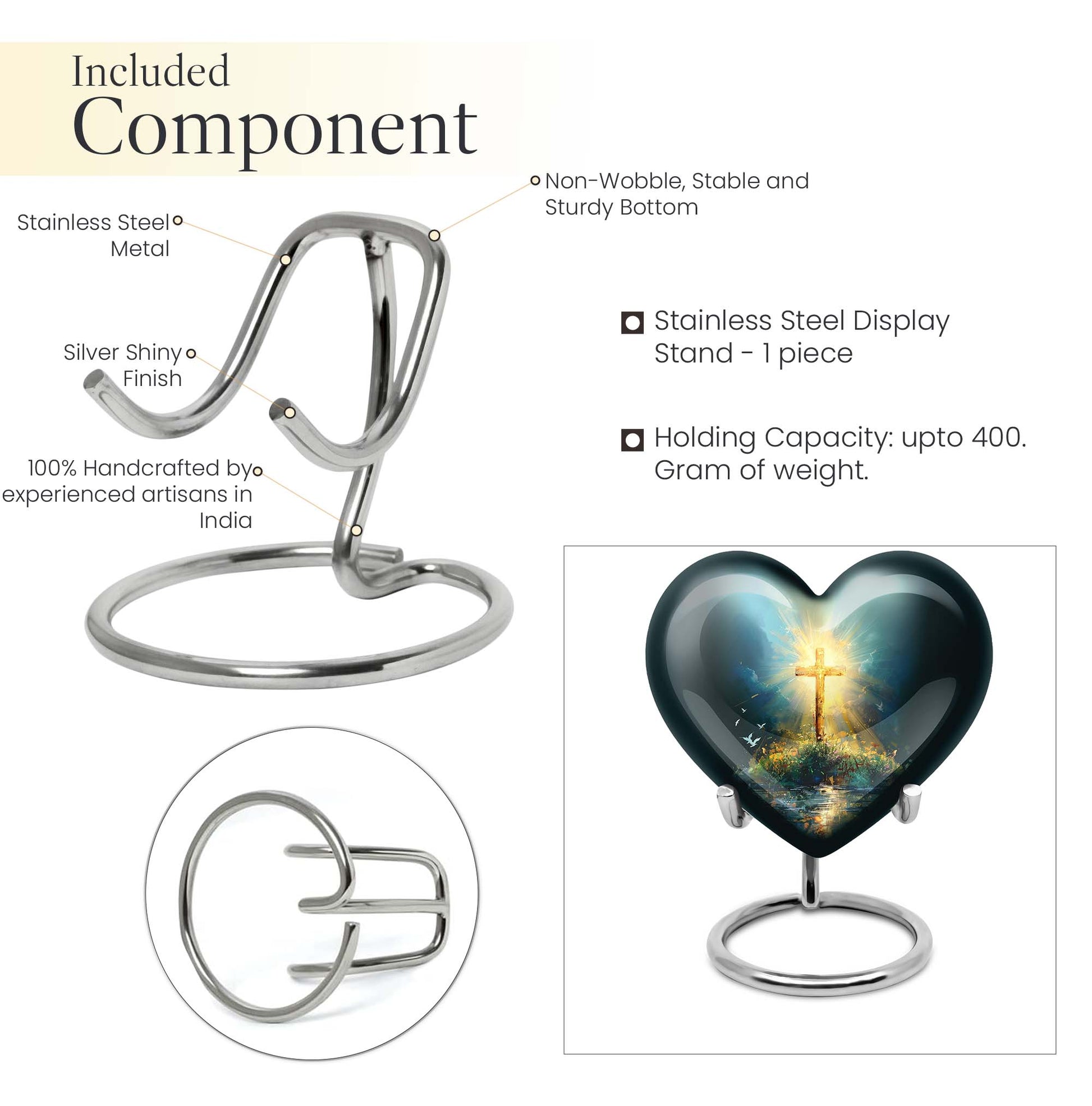 heart urn with Aurora Borealis