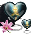 heart urn with Aurora Borealis