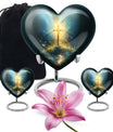 heart urn with Aurora Borealis