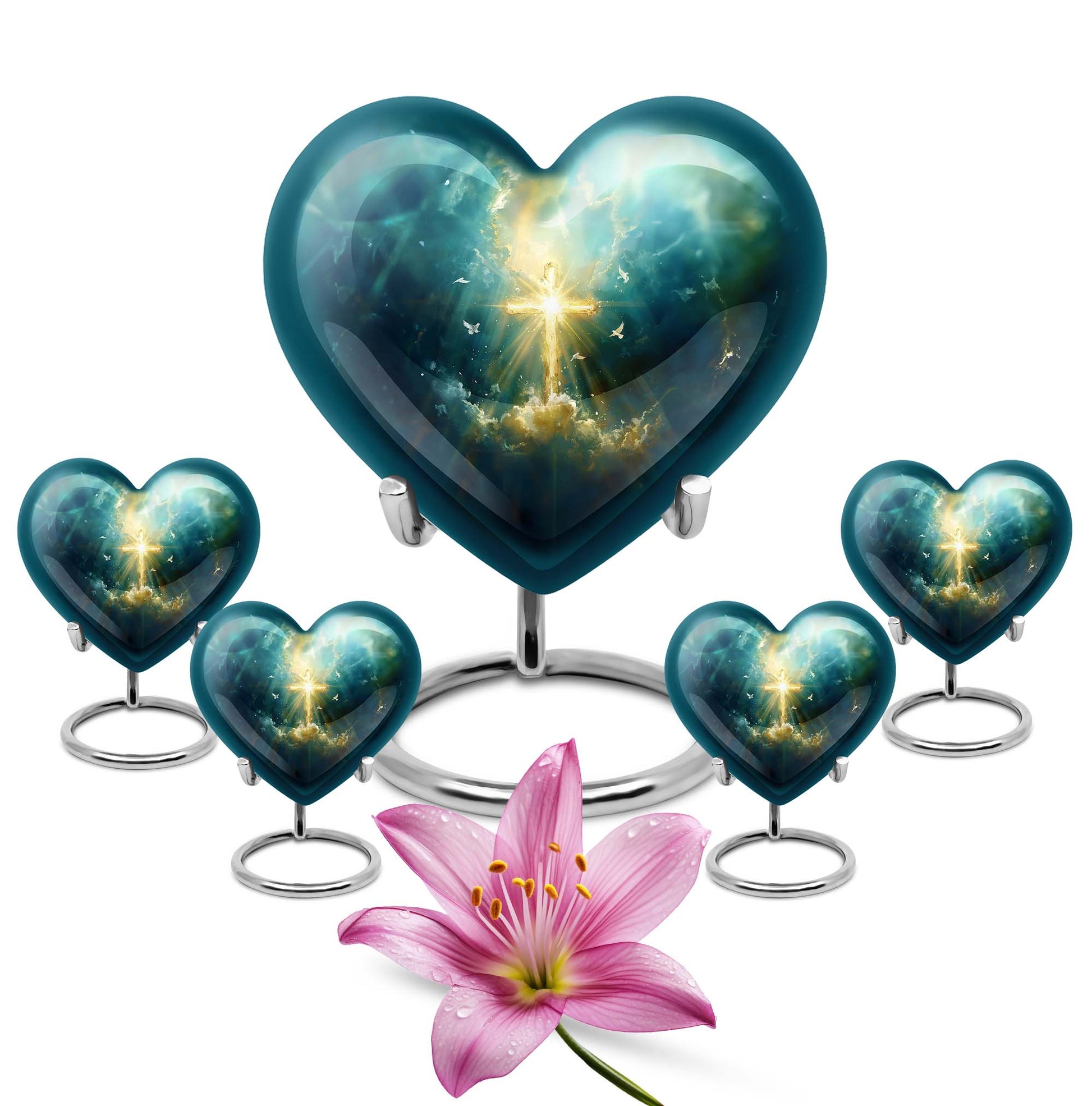 Heart Aurora Borealis design Urn