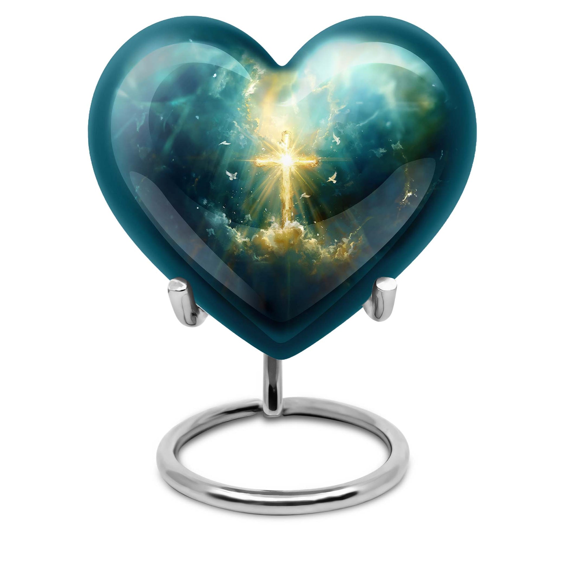 Heart Aurora Borealis design Urn