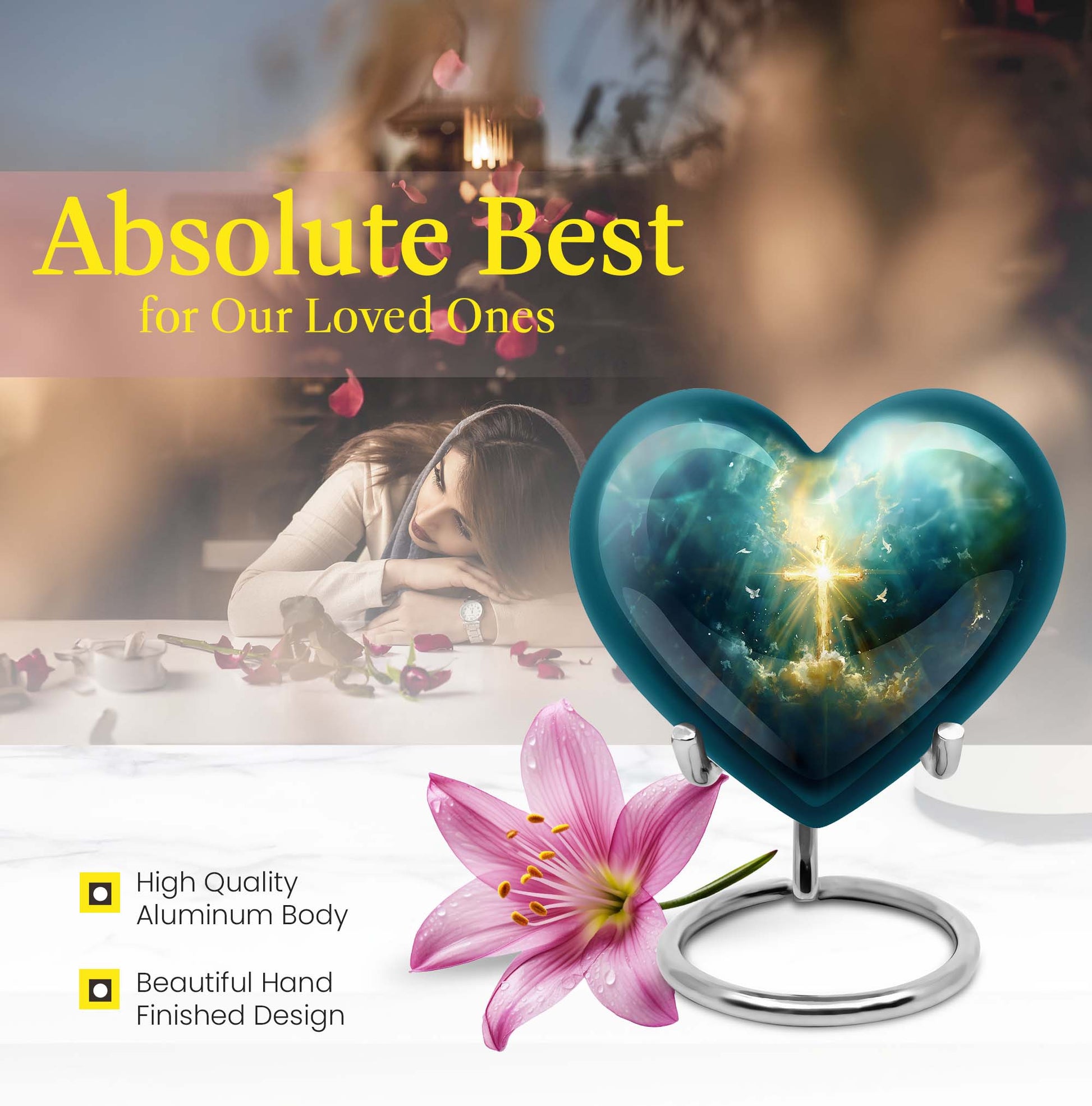 Heart Aurora Borealis design Urn