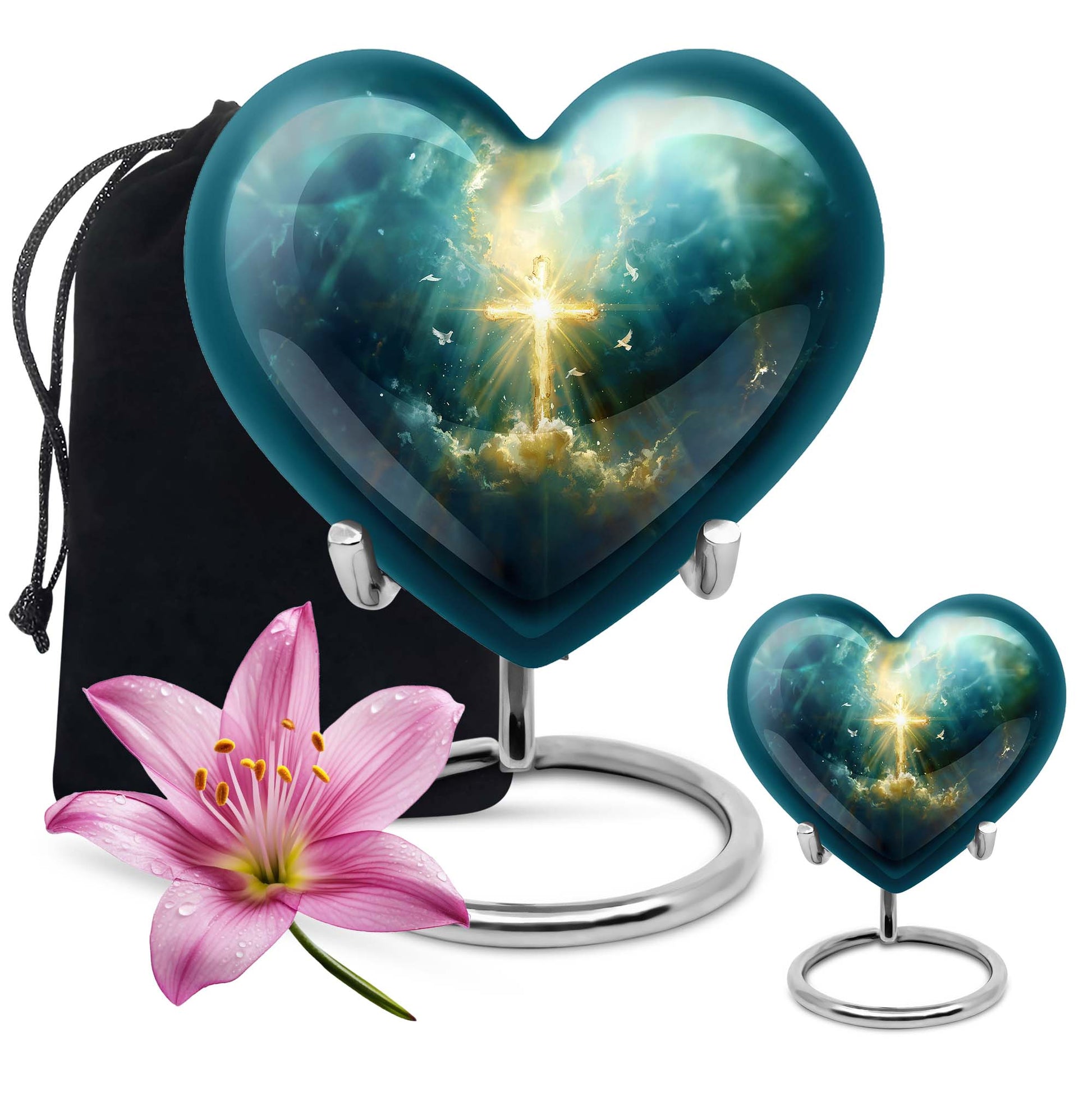 Heart Aurora Borealis design Urn