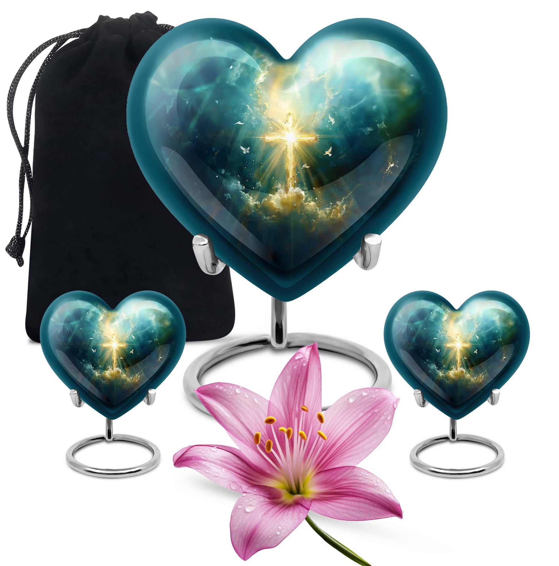 Heart Aurora Borealis design Urn