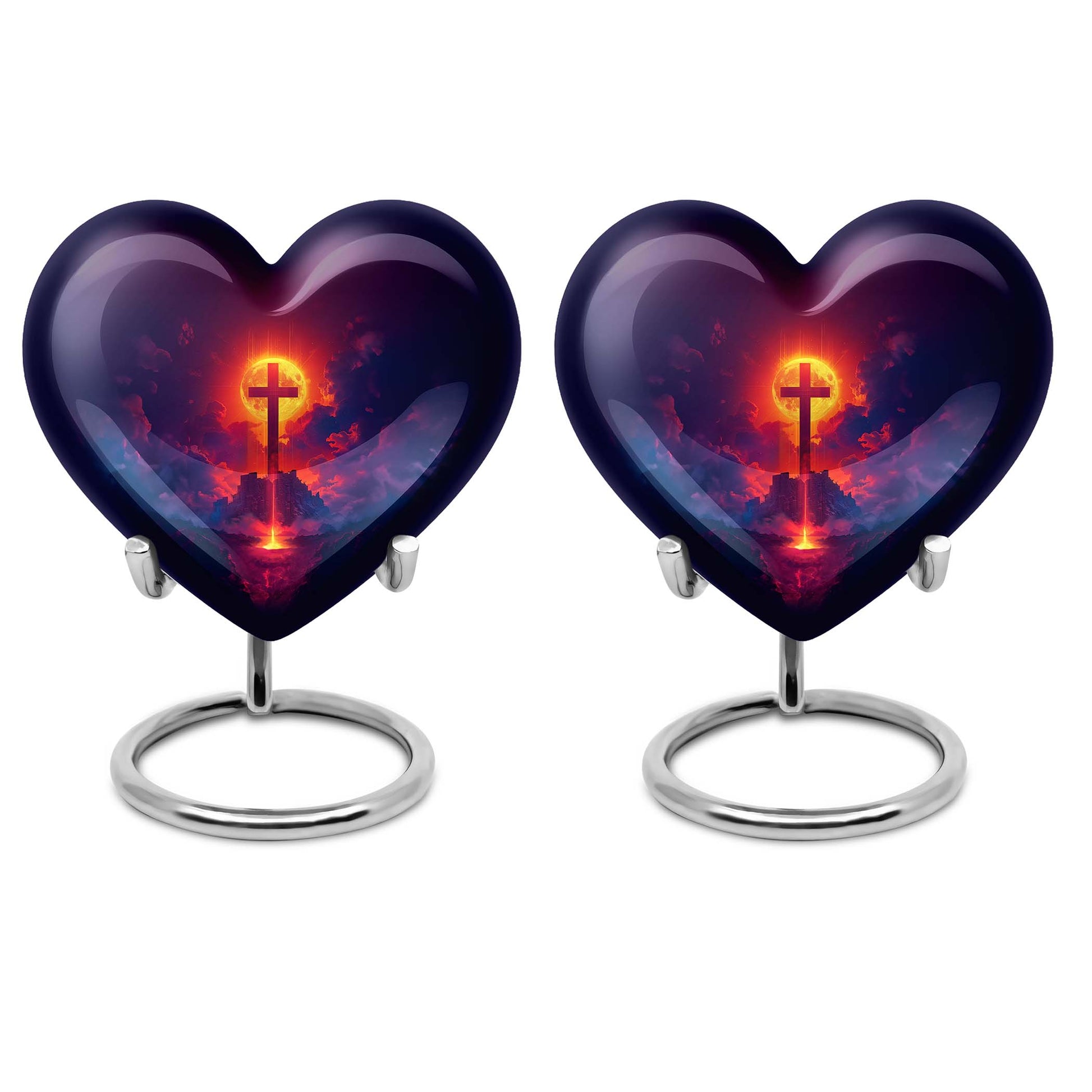 10 inch heart-shaped Aurora Borealis themed cremation urn