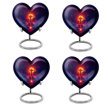 10 inch heart-shaped Aurora Borealis themed cremation urn
