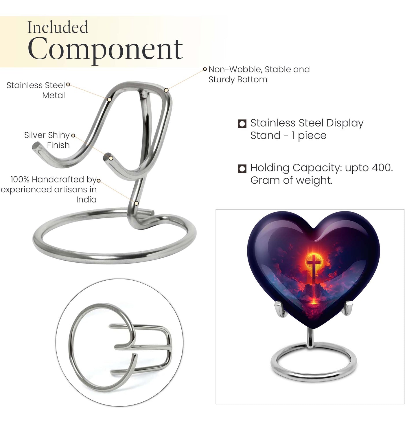 10 inch heart-shaped Aurora Borealis themed cremation urn