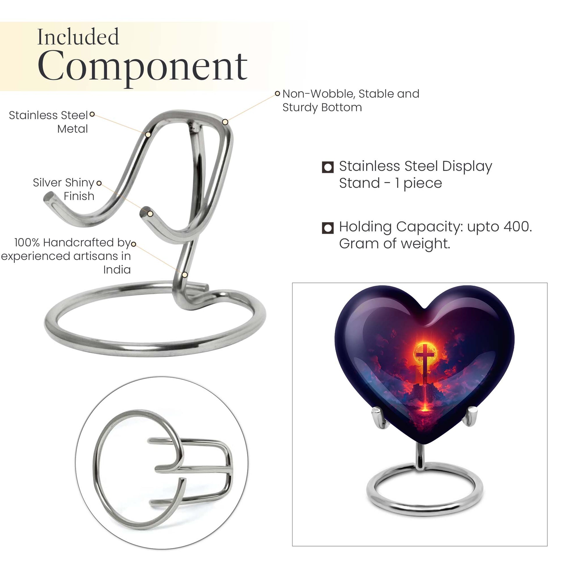 10 inch heart-shaped Aurora Borealis themed cremation urn