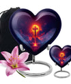 10 inch heart-shaped Aurora Borealis themed cremation urn