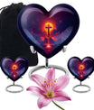 10 inch heart-shaped Aurora Borealis themed cremation urn