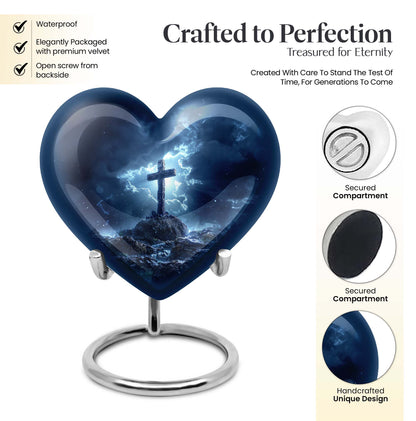 heart-shaped cross urn