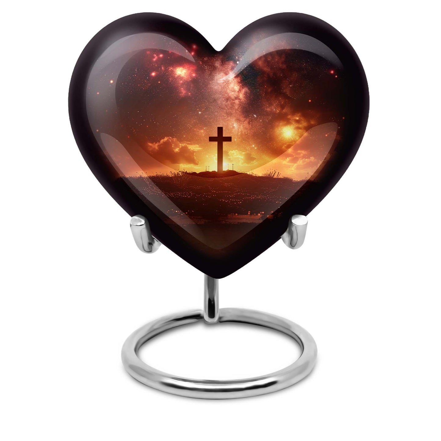 heart-shaped cross urn for female
