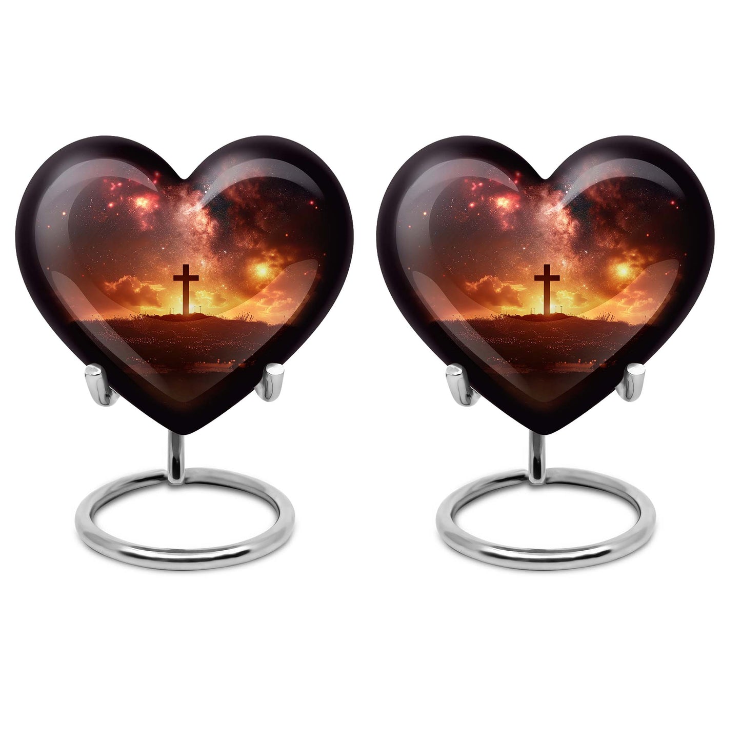 heart-shaped cross urn for female