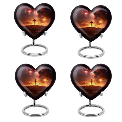 heart-shaped cross urn for female