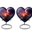 10-inch heart-shaped cross urn for women's ashes, Gramophone-themed, made of aluminium