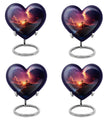 10-inch heart-shaped cross urn for women's ashes, Gramophone-themed, made of aluminium