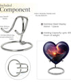 10-inch heart-shaped cross urn for women's ashes, Gramophone-themed, made of aluminium