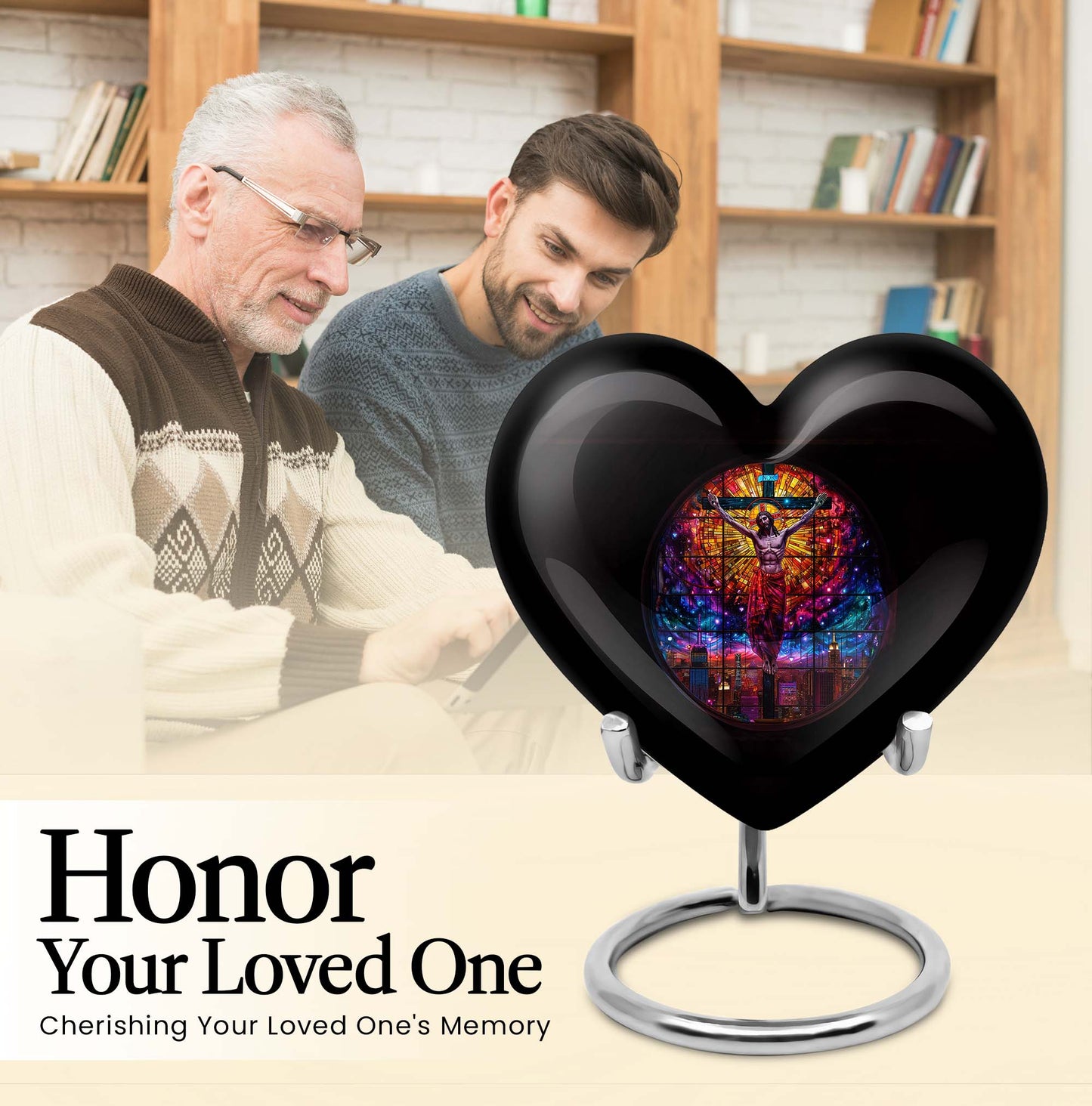 10-inch heart-shaped gramophone-themed cross 