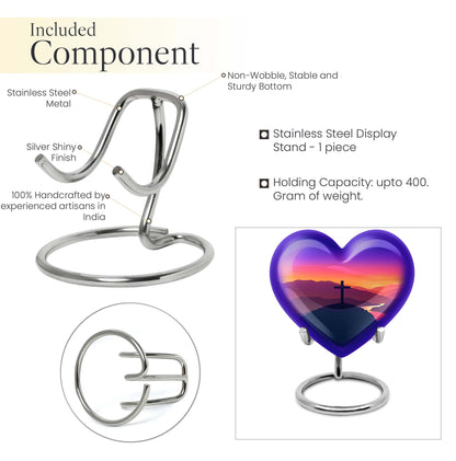 10-inch Heart-shaped Cross Urn for Dad, includes velvet pouch, customizable for memorials