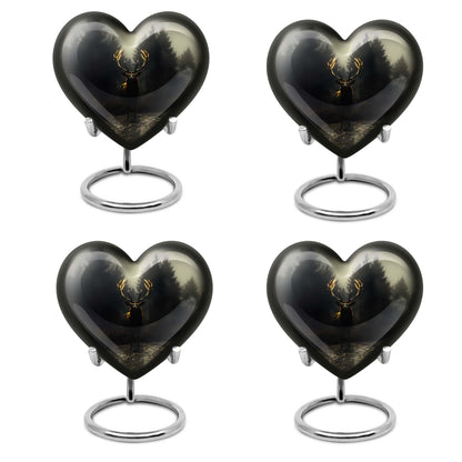10-Inch Heart-designed Deer Cremation Urn with Gramophone Theme