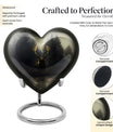 10-Inch Heart-designed Deer Cremation Urn with Gramophone Theme
