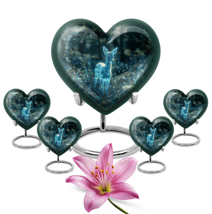 10-inch heart-shaped Gramophone-themed deer urn 