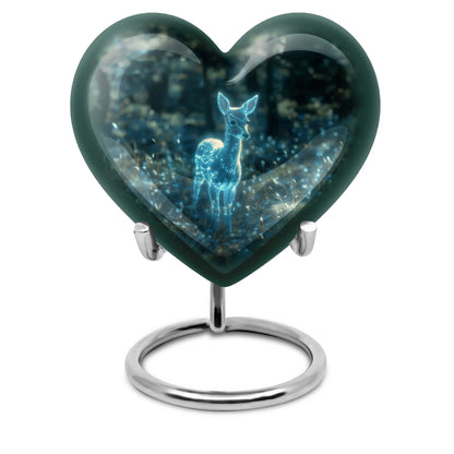 10-inch heart-shaped Gramophone-themed deer urn 