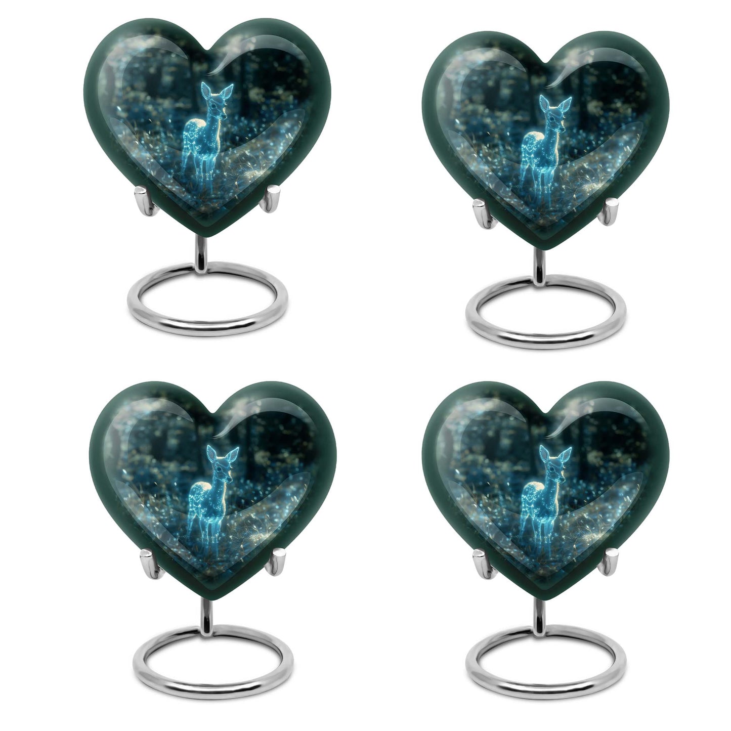 10-inch heart-shaped Gramophone-themed deer urn 