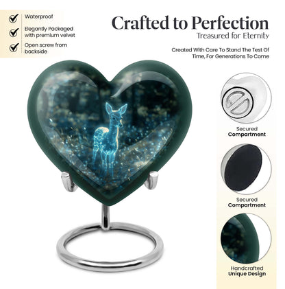 10-inch heart-shaped Gramophone-themed deer urn 