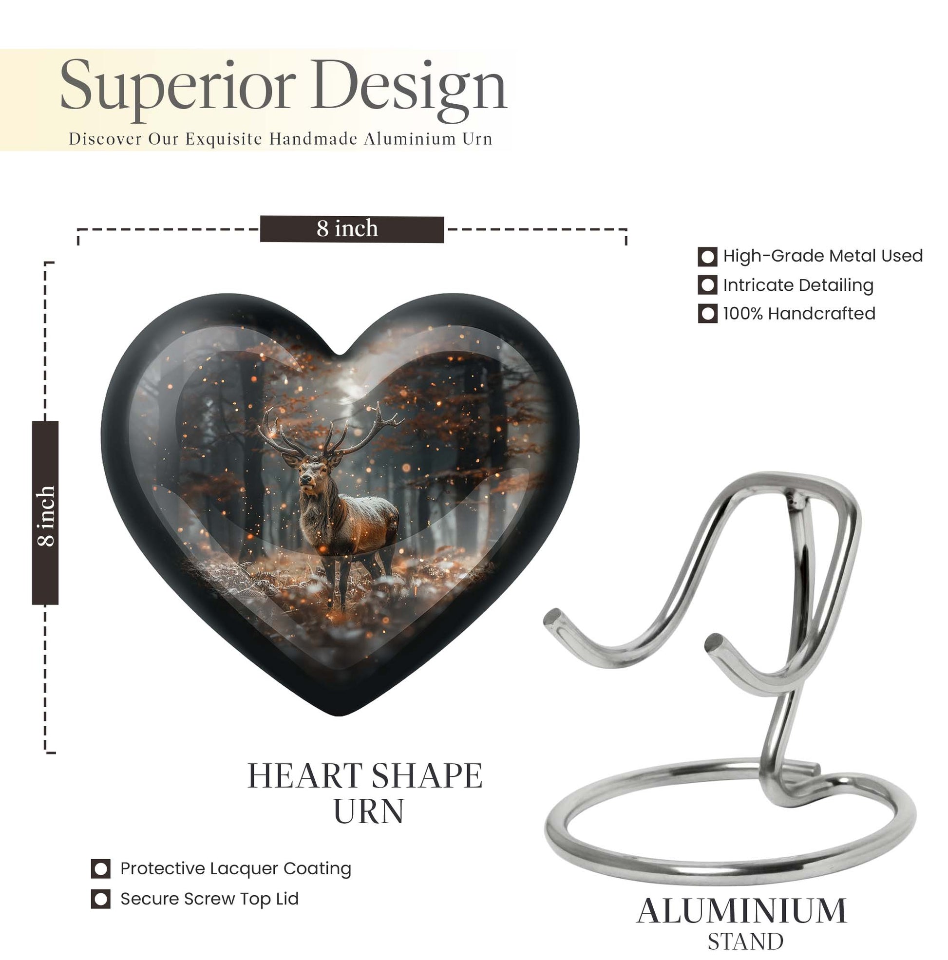 heart shaped deer urn