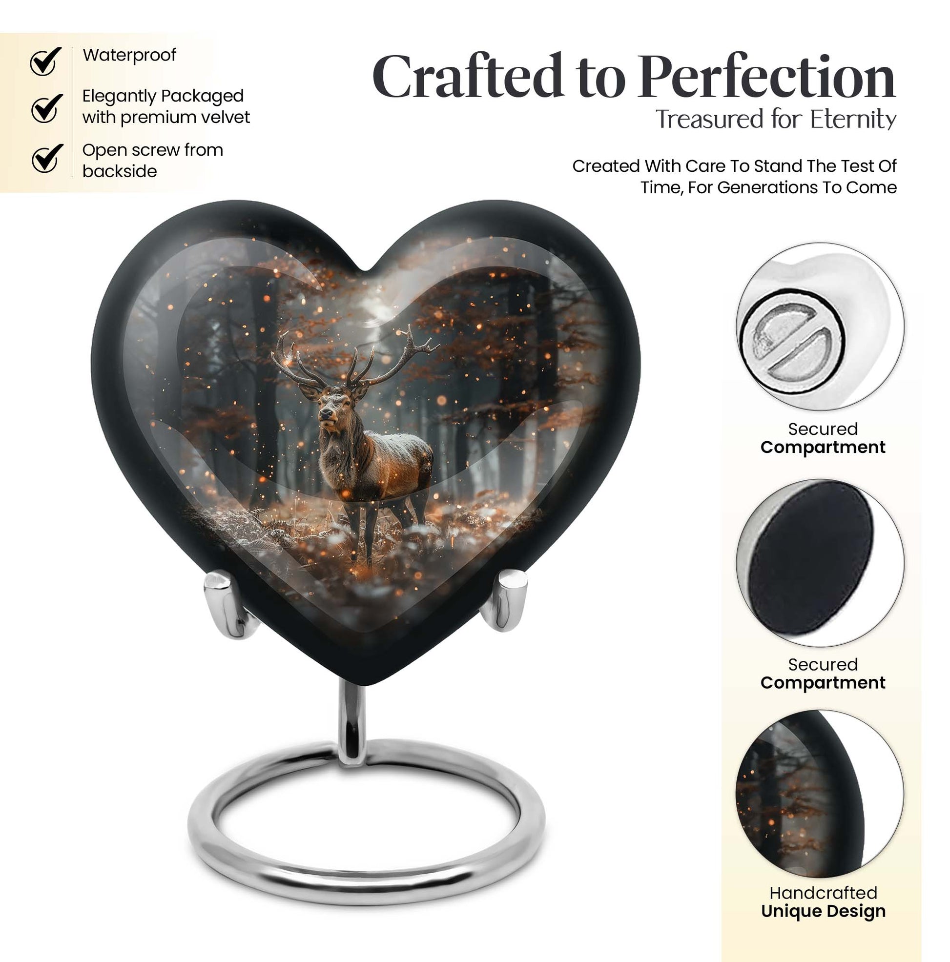 heart shaped deer urn