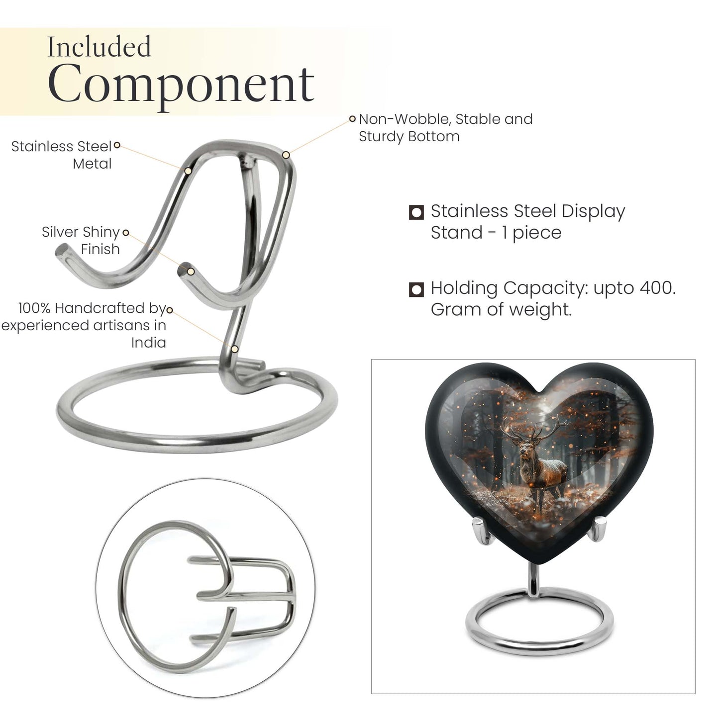 heart shaped deer urn