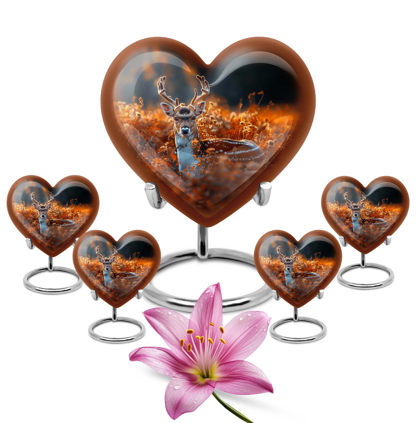 heart-shaped deer urn for memorial ashes