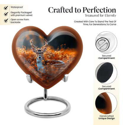 heart-shaped deer urn for memorial ashes