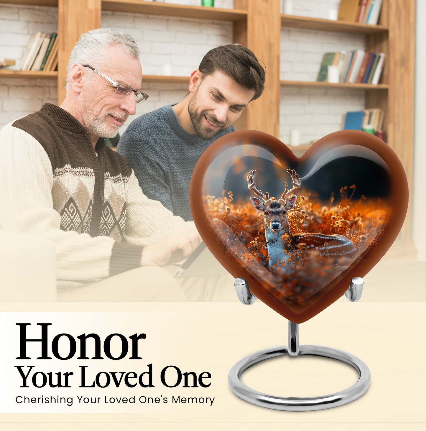 heart-shaped deer urn for memorial ashes
