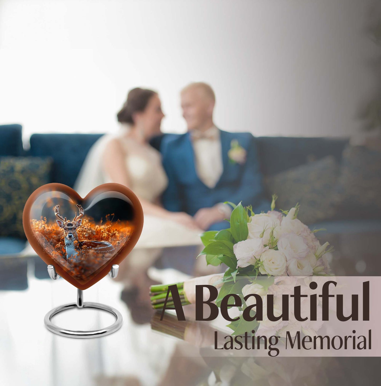 heart-shaped deer urn for memorial ashes