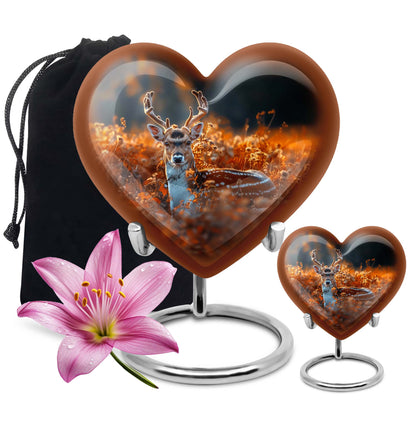 heart-shaped deer urn for memorial ashes
