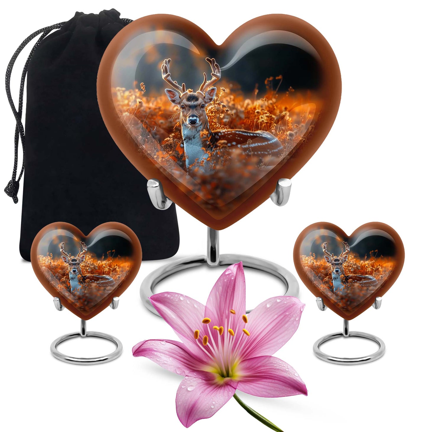 heart-shaped deer urn for memorial ashes