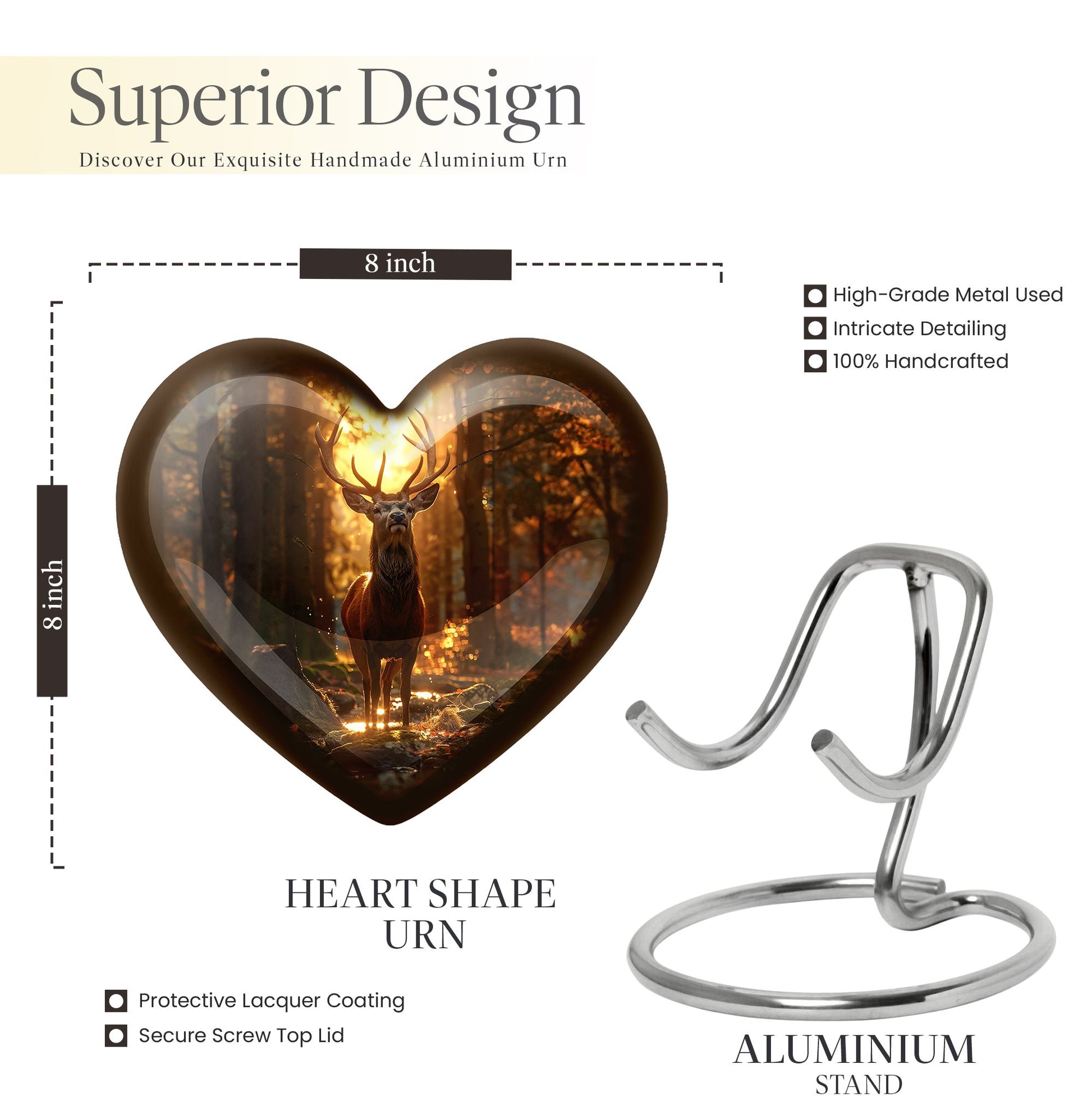 Heart-shaped deer urn 