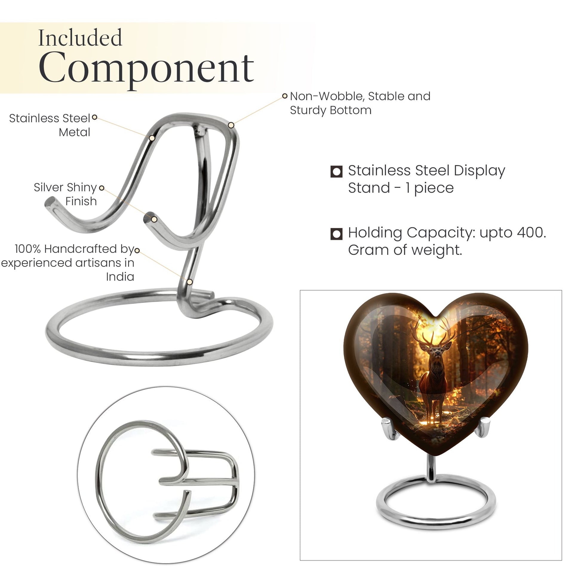 Heart-shaped deer urn 