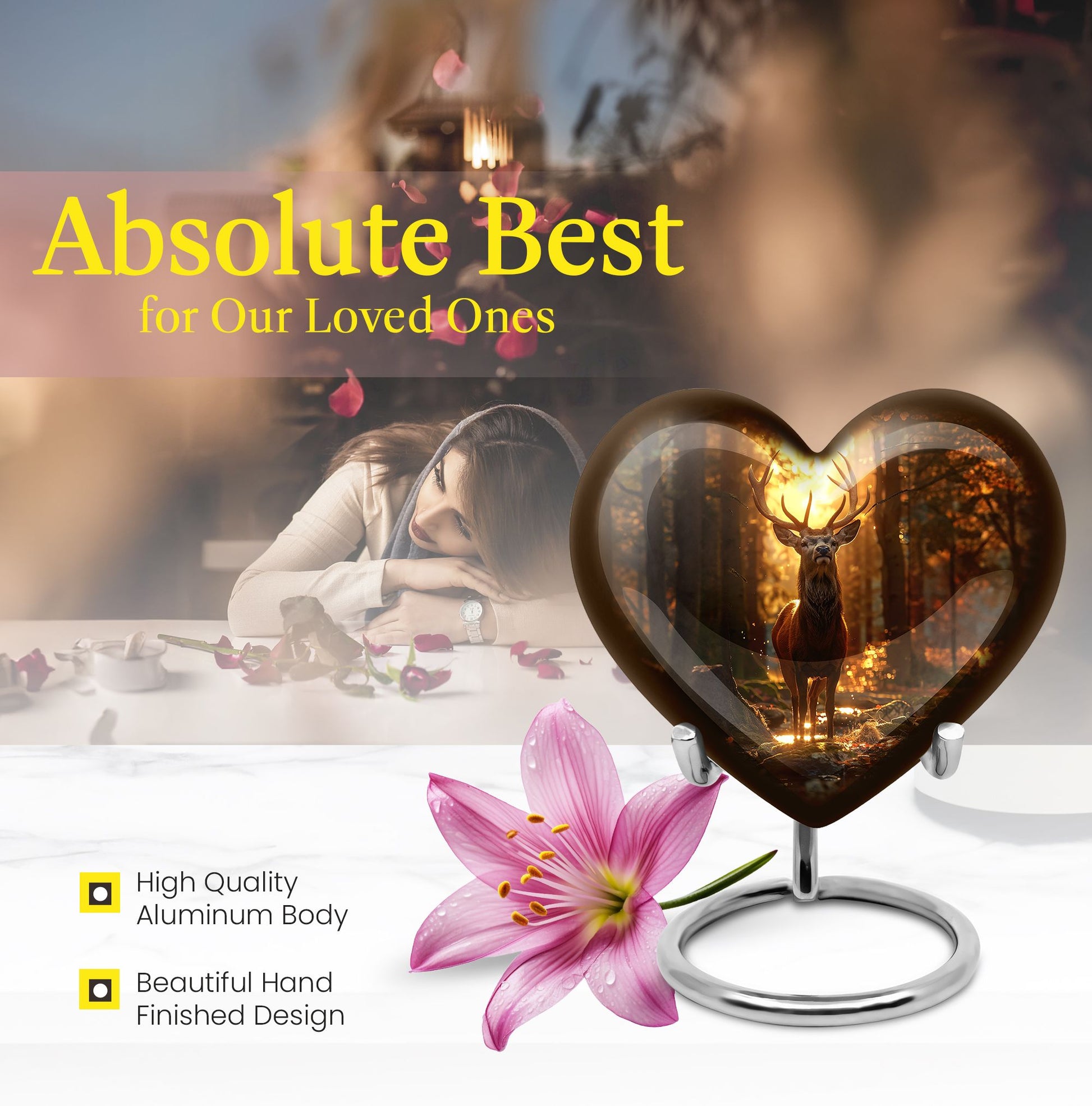 Heart-shaped deer urn 