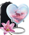 Heart shaped 10-inch Deer Urn, designed with Gramophone theme for human ash memorial