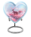 Heart shaped 10-inch Deer Urn, designed with Gramophone theme for human ash memorial