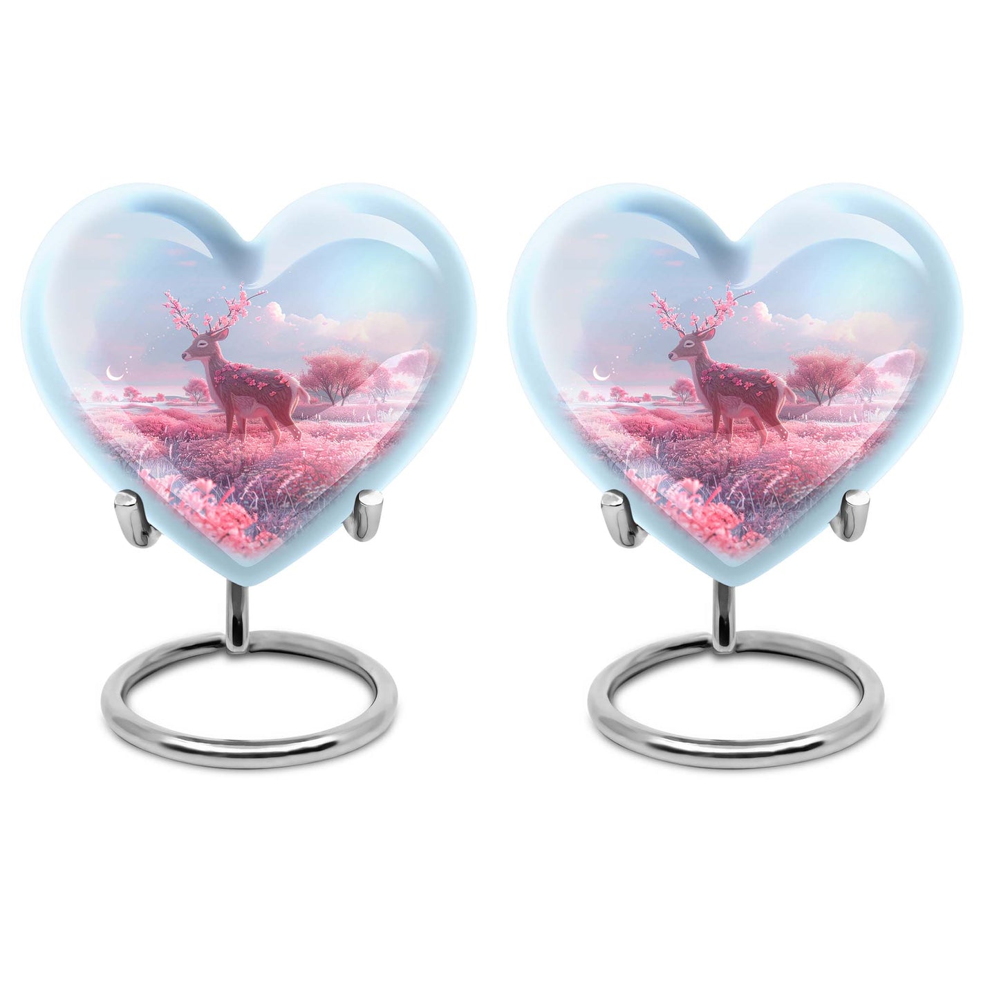 Heart shaped 10-inch Deer Urn, designed with Gramophone theme for human ash memorial